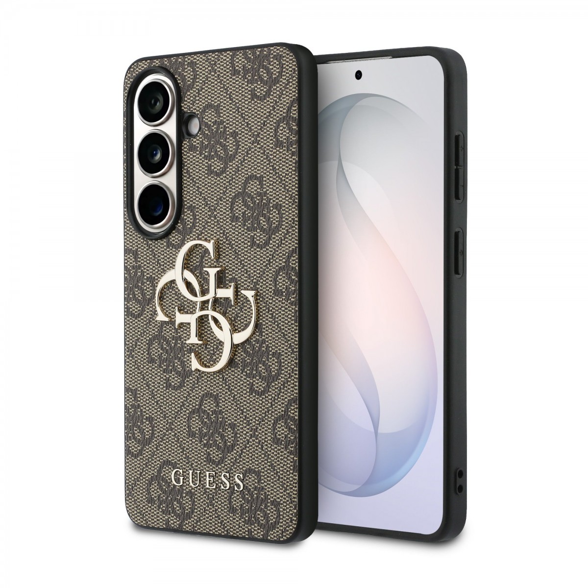 Levně Zadní kryt Guess PU 4G Metal Logo pro Samsung Galaxy S26+ hnědý