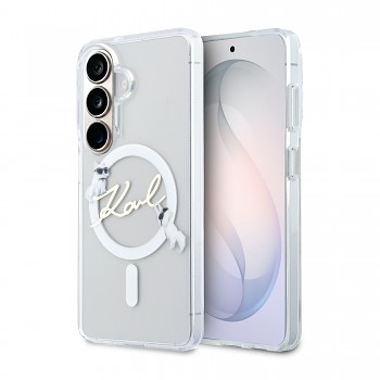 Zadní kryt Karl Lagerfeld IML Choupette Karl Script Logo Magnetic pro Samsung Galaxy S26 průhledný