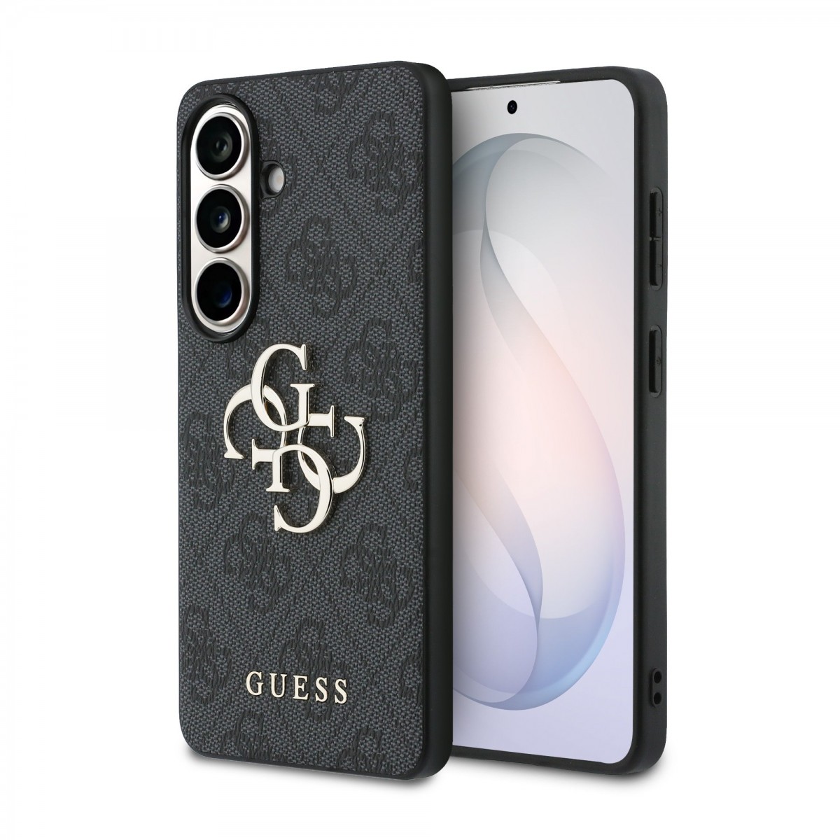 Zadní kryt Guess PU 4G Metal Logo pro Samsung Galaxy S26 šedý