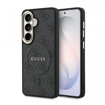 Zadní kryt Guess PU Leather 4G Gold Frame Magnetic pro Samsung Galaxy S26 černý