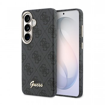 Zadní kryt Guess PU 4G Script Metal Logo Magnetic pro Samsung Galaxy S26 černý