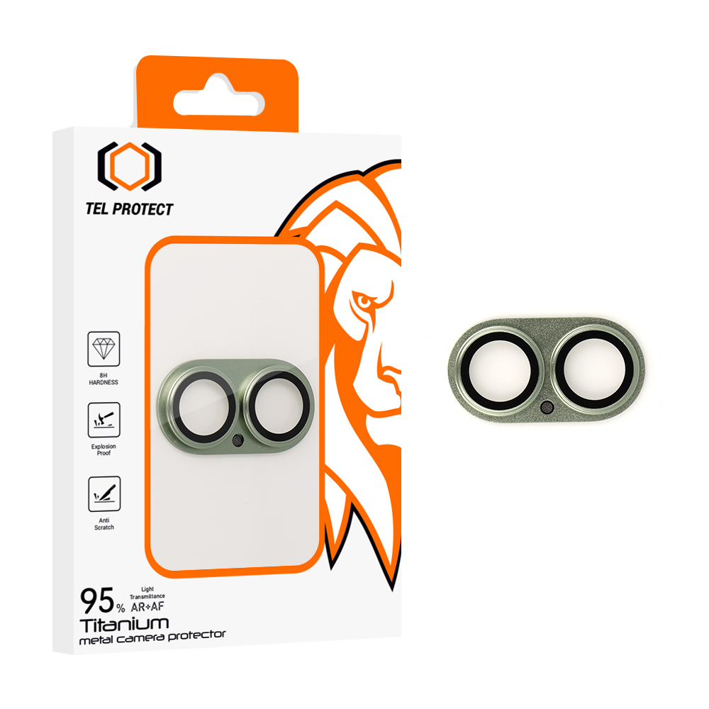 Levně Tvrzené sklo Tel Protect 95% AR+AF Full Metal Camera Protector na fotoaparát pro iPhone 17 green