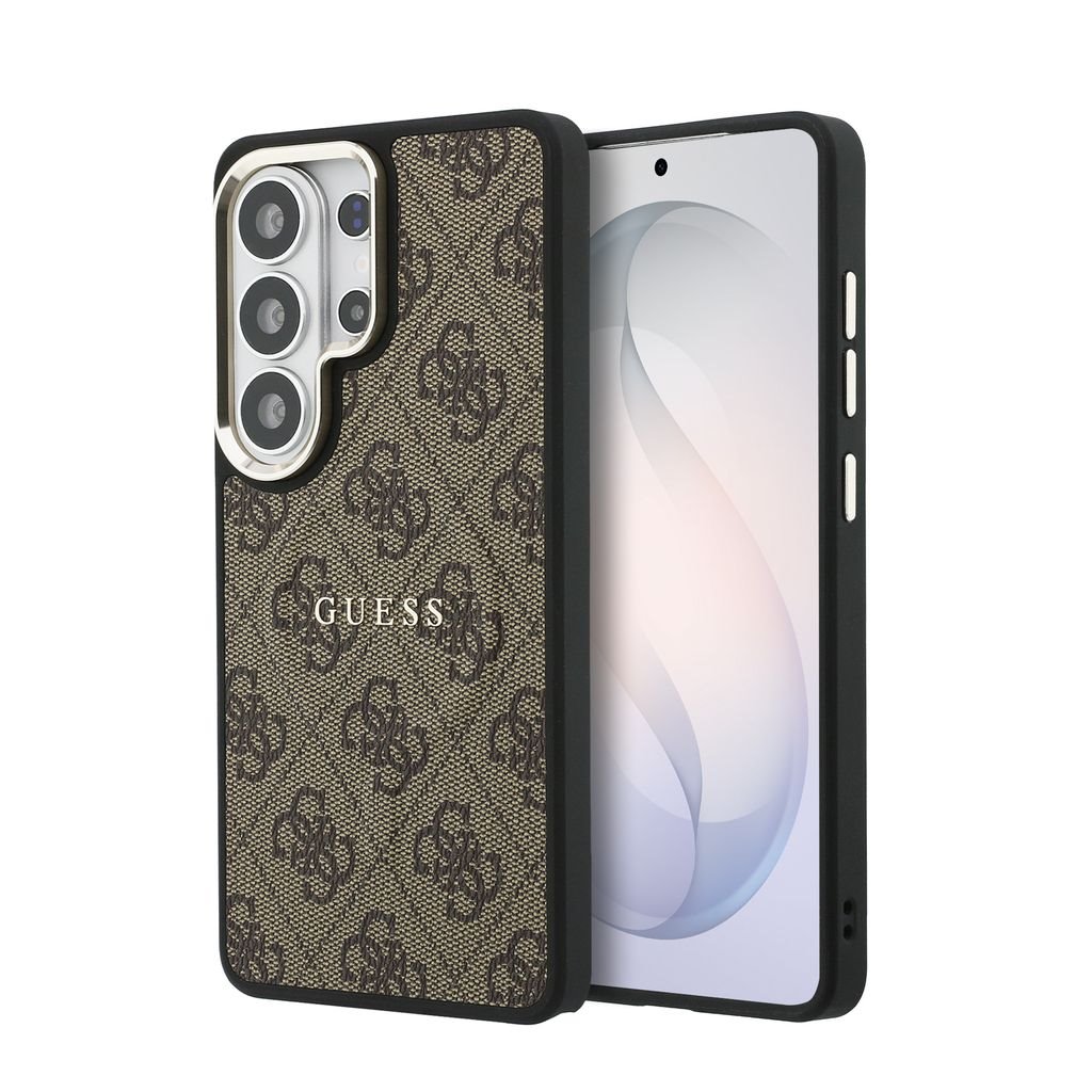 Levně Zadní kryt Guess PU Leather 4G Gold Frame Magnetic pro Samsung Galaxy S26 Ultra hnědý