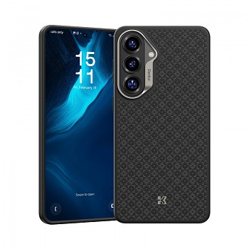 Magnetický kryt s kovovým rámečkem Benks Armor Pro Grid Kevlar 600D pro Samsung Galaxy S26 - černý