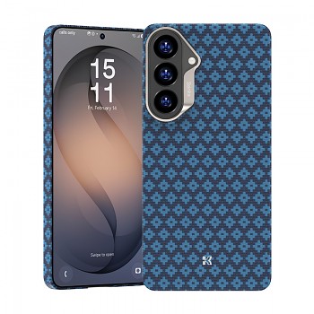 Magnetický kryt s kovovým rámečkem Benks Armor Air Grid Kevlar 600D pro Samsung Galaxy S26 Plus - modrý