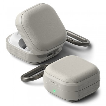 Ringke - Ochranné pouzdro Onyx Magnetic - pro Samsung Galaxy Buds 4 Pro, Protiskluzová textura, Otvor pro karabinu - Teplá šedá