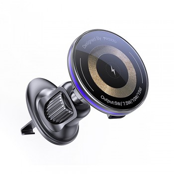 Yesido - Držák do auta s bezdrátovým nabíjením (C308) - do mřížky ventilace, Flowing Light, Skládací rameno, Type-C, 15W - Černá