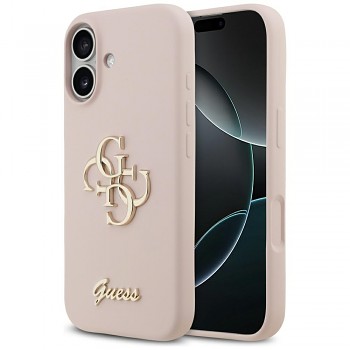 Guess - Silikonový kryt Big 4G Script (GUHCP17SSC4GSMP) - iPhone 17 - Světle růžová