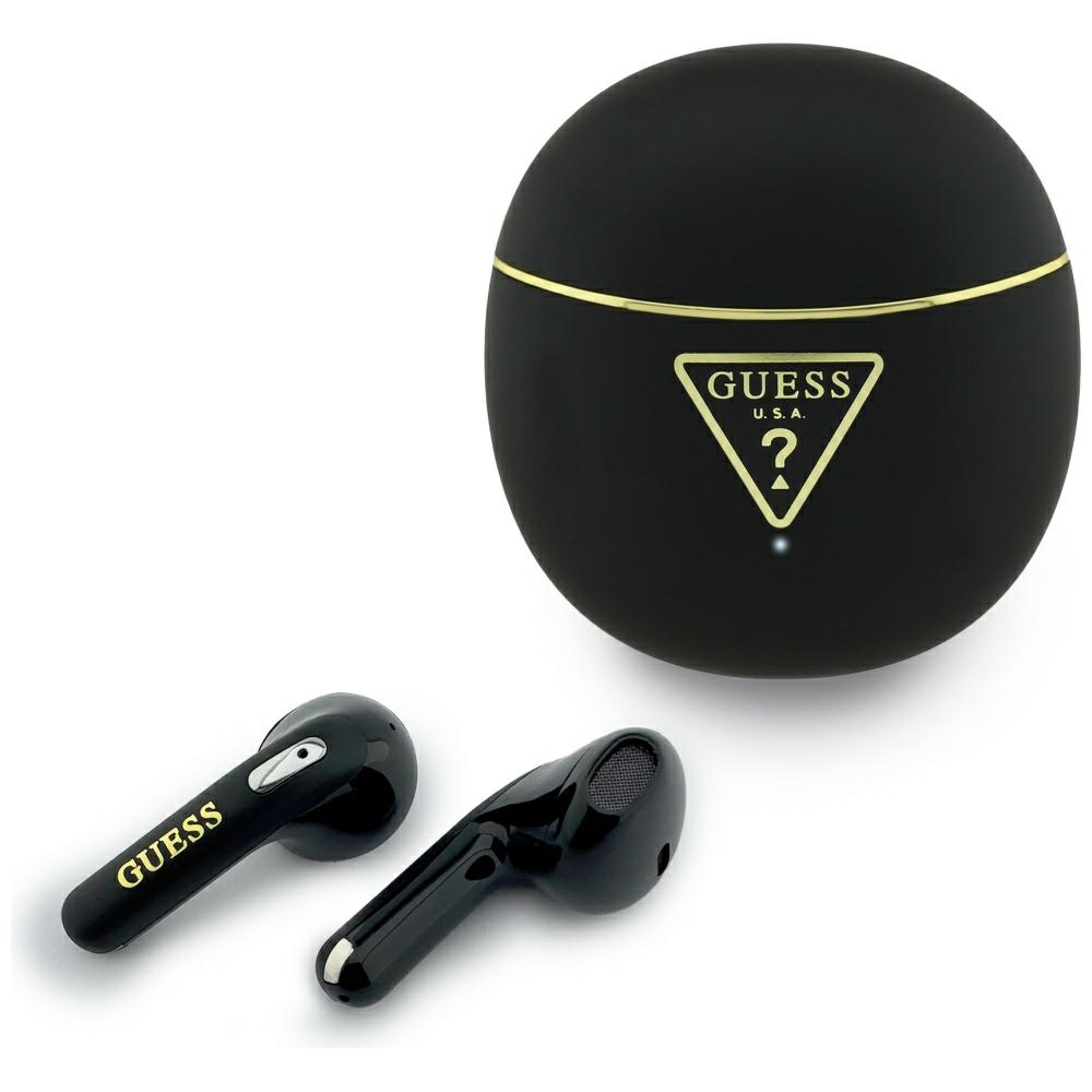 Levně Guess - Bezdrátová sluchátka do uší Script Print (GUTWSA15HETK) - Do uší, Bluetooth, TWS, Malý kulatý design - Černá