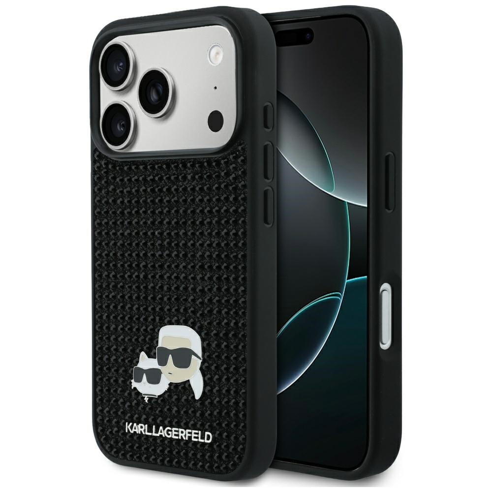 Levně Karl Lagerfeld - Pevný kryt Rhinestone with K&C Pin (KLHCP17L6PRKCLK) - iPhone 17 Pro - Černá