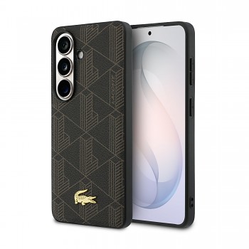 Zadní kryt Lacoste PVC Blend Monogram Gold Logo Magnetic pro Samsung Galaxy S26+ hnědý