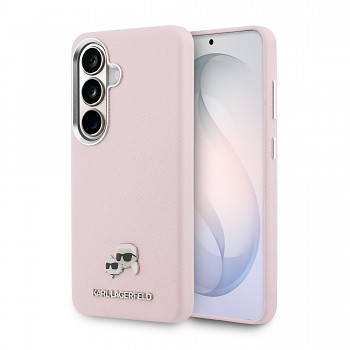 Zadní kryt Karl Lagerfeld Grained PU Leather K&CH Heads Magnetic pro Samsung Galaxy S26 růžový