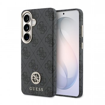 Zadní kryt Guess PU Leather 4G Strass Logo Gold Frame Magnetic pro Samsung Galaxy S26 černý