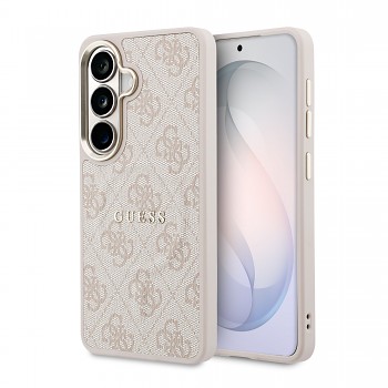 Zadní kryt Guess PU Leather 4G Gold Frame Magnetic pro Samsung Galaxy S26+ růžový