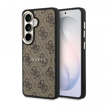 Zadní kryt Guess PU Leather 4G Gold Frame Magnetic pro Samsung Galaxy S26+ hnědý