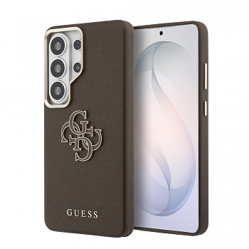 Zadní kryt Guess PU 4G Resin Metal Logo pro Samsung Galaxy S26 Ultra hnědý