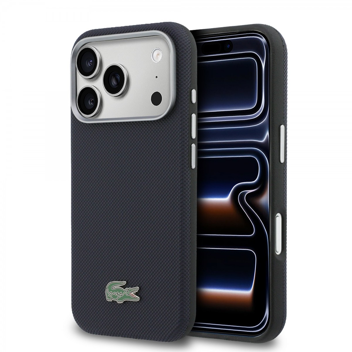Levně Zadní kryt Lacoste PVC Petit Pique Semi Wrap MagSafe pro iPhone 17 Pro Navy