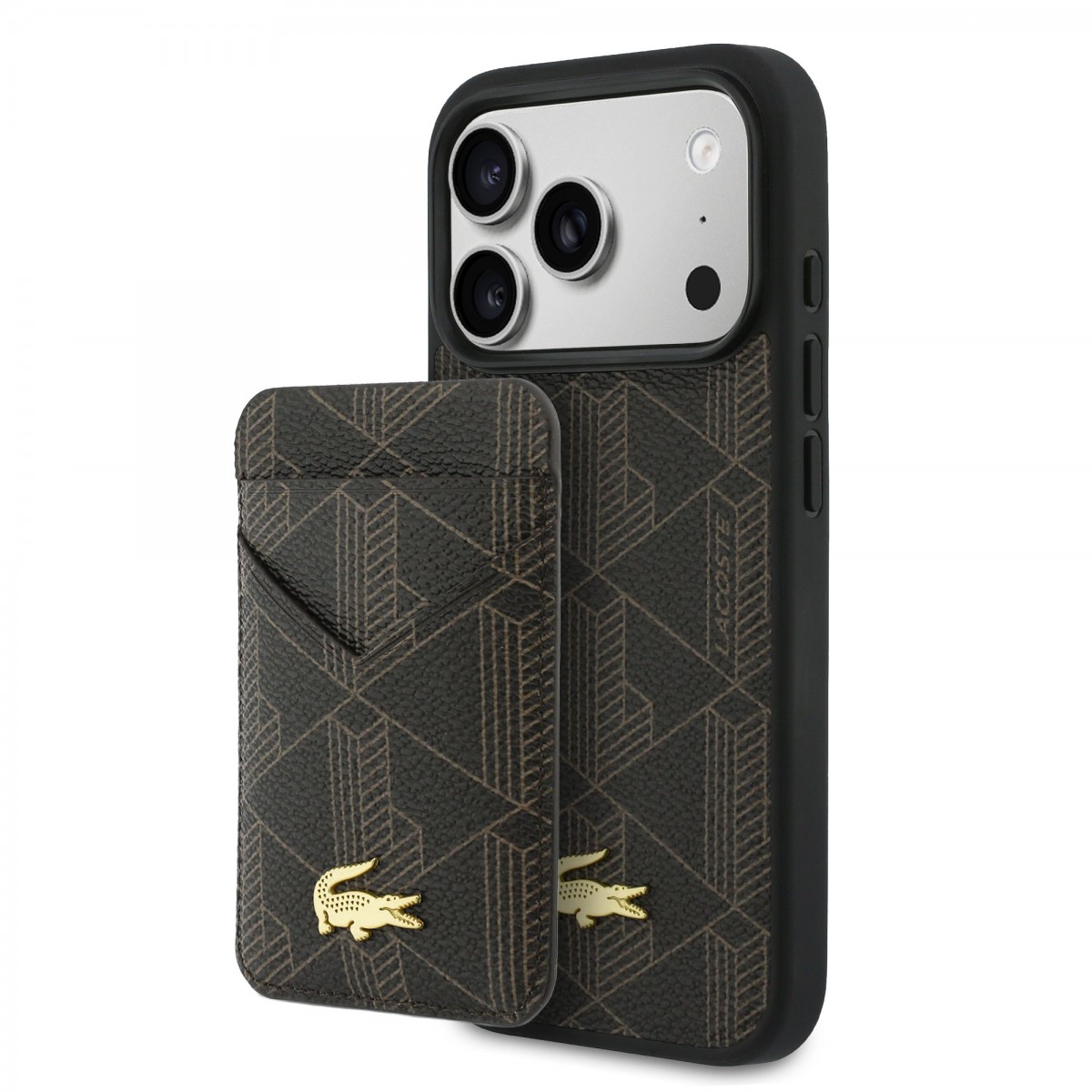 Levně Zadní kryt Lacoste PVC Blend MagSafe + Peněženka pro iPhone 17 Pro hnědý