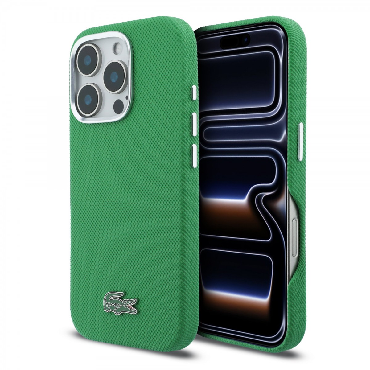 Levně Zadní kryt Lacoste PVC Iconic Petit Pique Metal Logo MagSafe pro iPhone 16 Pro Max Estragon Green