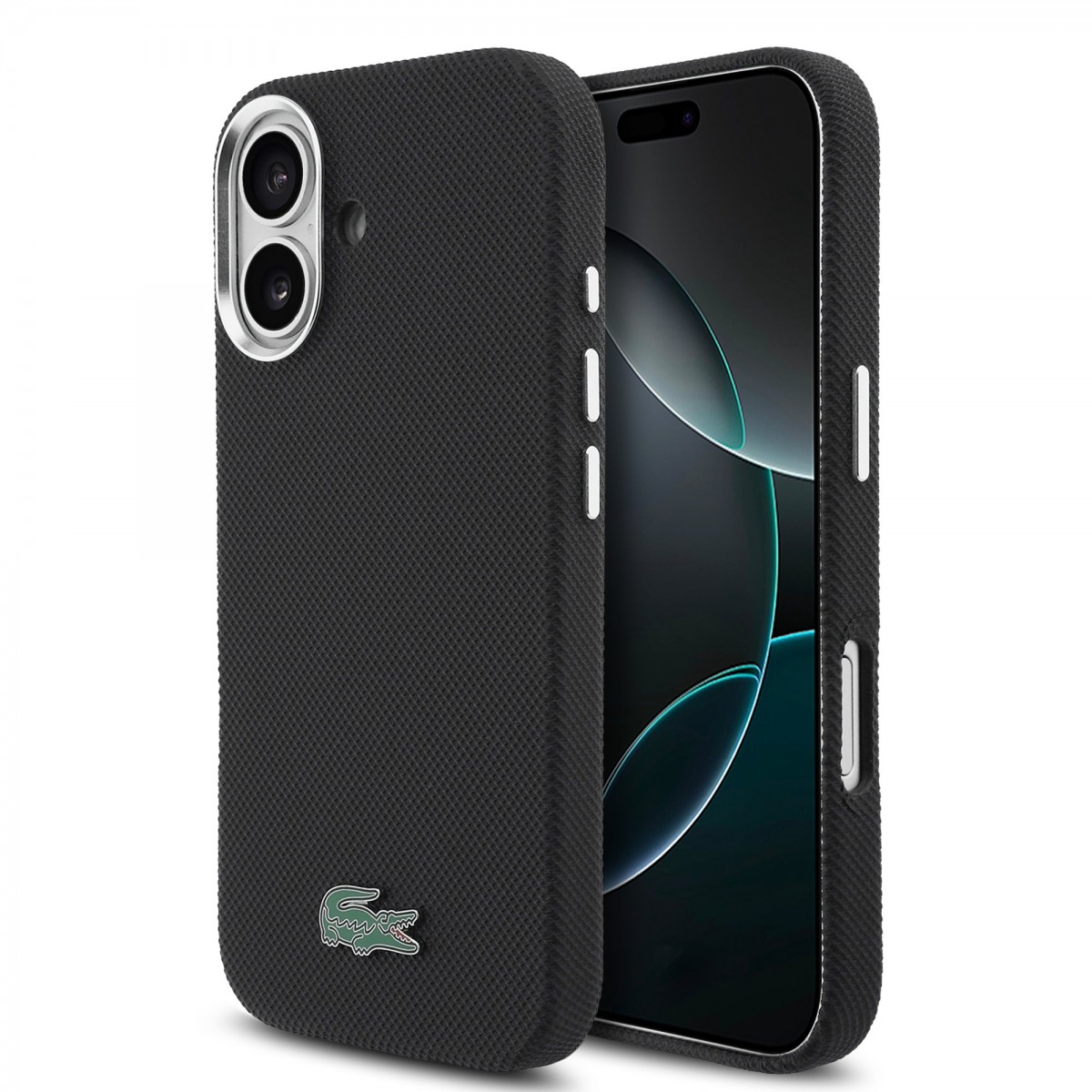 Levně Zadní kryt Lacoste PVC Iconic Petit Pique Metal Logo MagSafe pro iPhone 16 černý