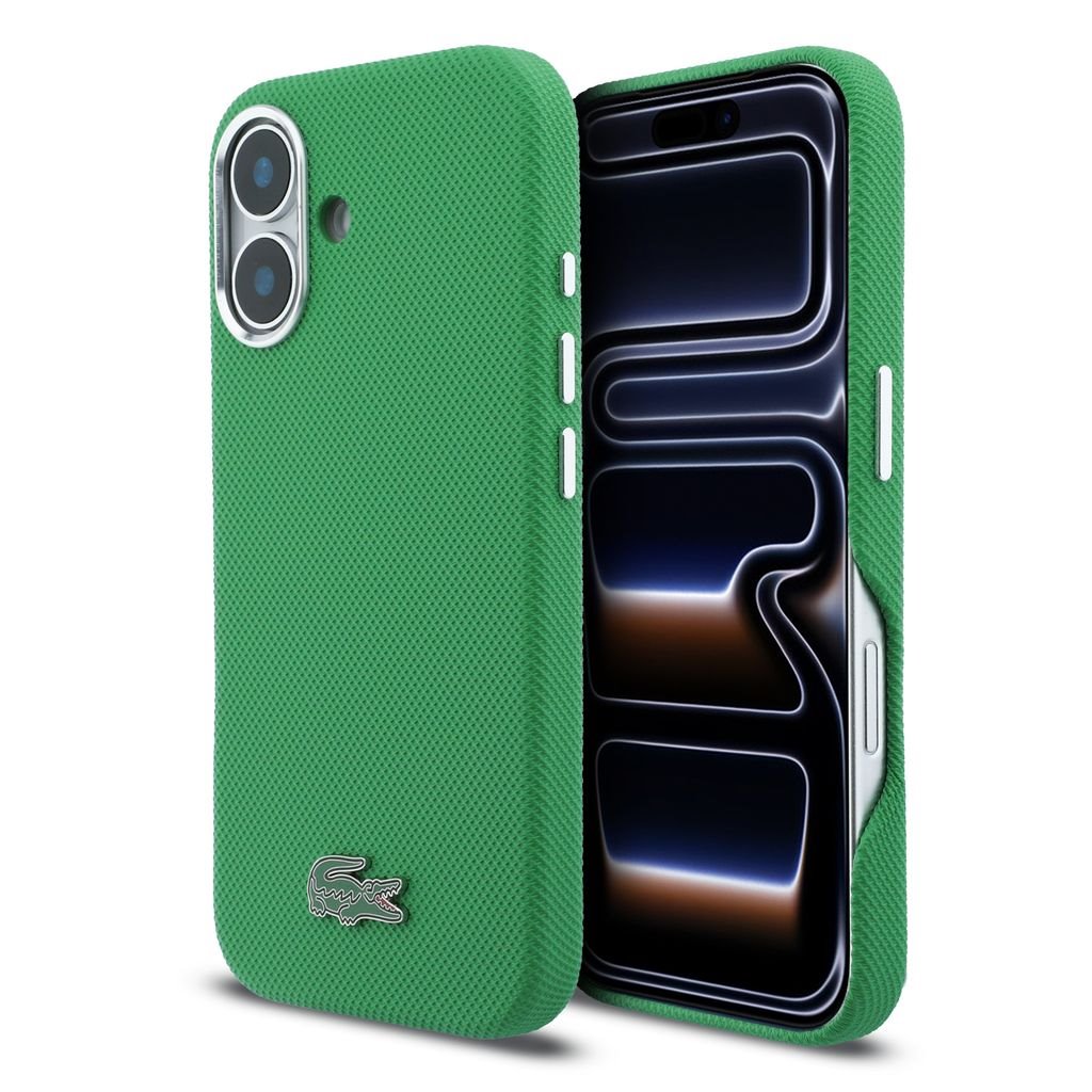 Levně Zadní kryt Lacoste PVC Iconic Petit Pique Metal Logo MagSafe pro iPhone 16 Estragon Green