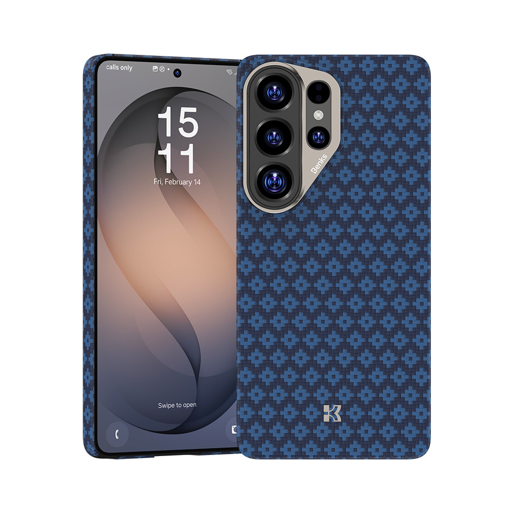 Levně Kryt Benks Magnetic Armor Air Armor Grid Kevlar s kovovým rámečkem 600D (A050) pro Samsung Galaxy S26 Ultra modrý