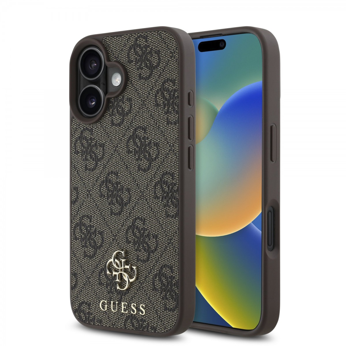 Levně Zadní kryt Guess PU 4G Small Metal Logo MagSafe pro iPhone 16 Plus hnědý