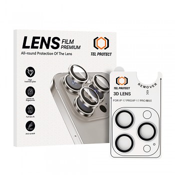 Tvrzené sklo Tel Protect 3D Lens na fotoaparát pro iPhone 17 Pro/17 Pro Max stříbrné