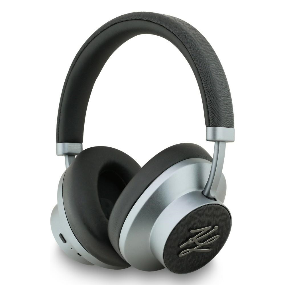 Levně Karl Lagerfeld - Bezdrátová sluchátka Grained Initials (KLBHP73PSAKLSK) - Náhlavní, ANC, Bluetooth, Type-C - Černá