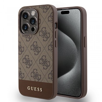 Guess - Hardcase 4G Stripe Collection (GUHCP15LG4GLBR) - iPhone 15 Pro - Hnědá