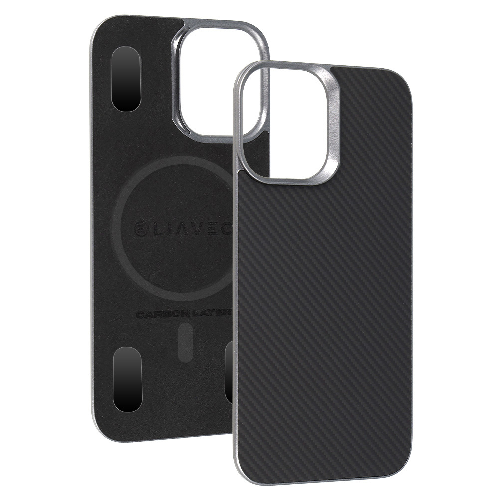 Levně Aramidový kryt Liavec Carbon Layer MagSafe pro iPhone 17 černý