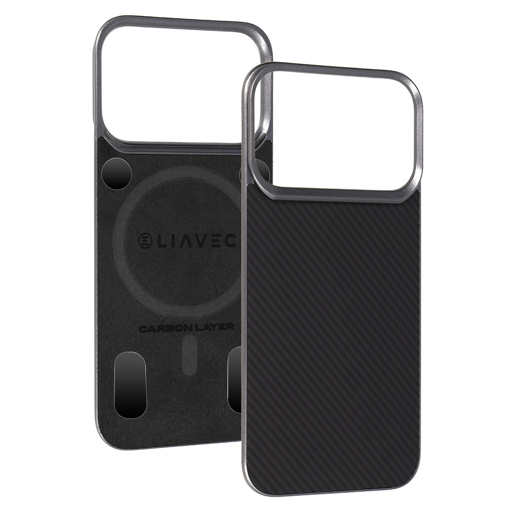 Levně Aramidový kryt Liavec Carbon Layer MagSafe pro iPhone 17 Pro Max černý