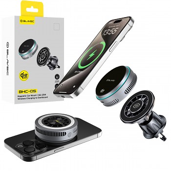 Magnetický držák do auta Blavec BHC-05 Qi2.2 25W s chlazením a bezdrátovým nabíjením černý