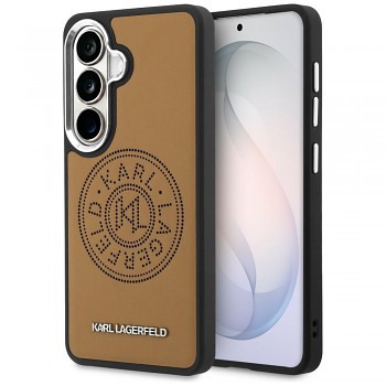 Kryt Karl Lagerfeld - Wrapped Leather with Karl Round Point Logo MagSafe (KLHMS26SPSKRPMW) - Samsung Galaxy S26 Hnědý
