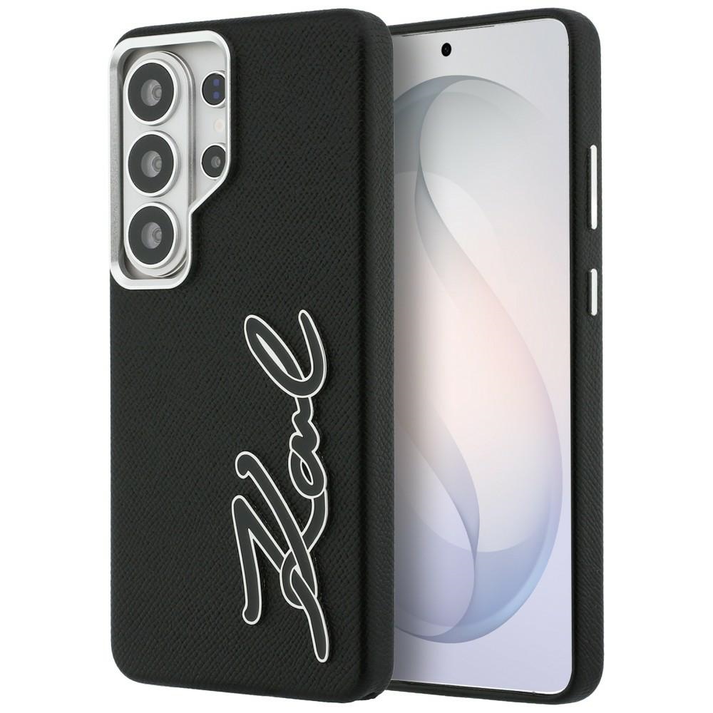 Levně Kryt Karl Lagerfeld - Full Wrapped Grained Leather with Signature Resin Logo (KLHCS26LPGFKSRSK) - Samsung Galaxy S26 Ultra Černý