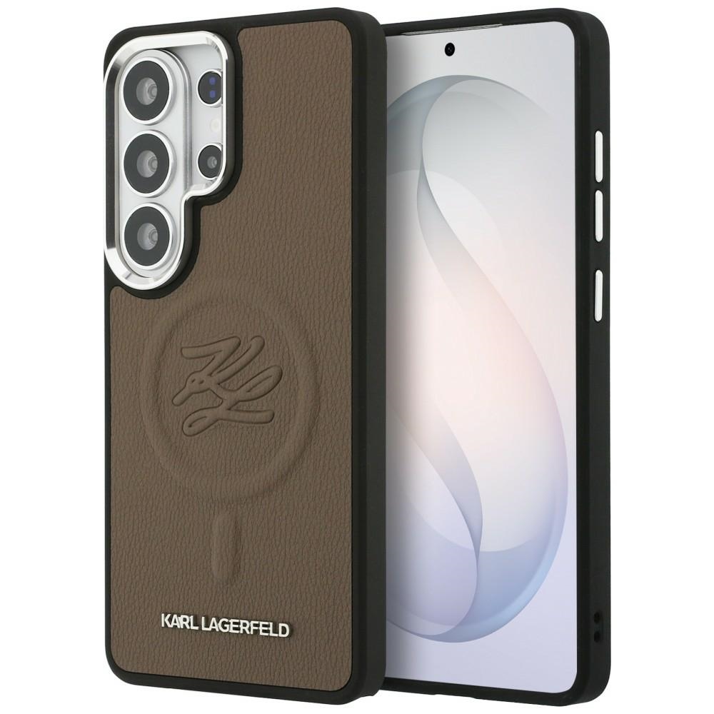 Levně Kryt Karl Lagerfeld - Leather with Initial Logo Debossed MagSafe (KLHMS26LPGFKLRDW) - Samsung Galaxy S26 Ultra Hnědý