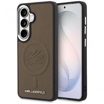 Kryt Karl Lagerfeld - Leather with Initial Logo Debossed MagSafe (KLHMS26SPGFKLRDW) - Samsung Galaxy S26 Hnědý