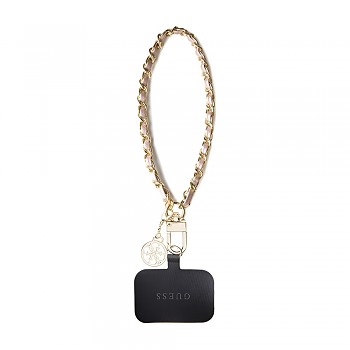 Řemínek Guess - Hand Strap Saffiano 4G Charm (GUOUCHSAMC4P) - Univerzální Černý