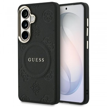 Kryt Guess - Saffiano Peony Embossed Ring MagSafe (GUHMS26SPSAMSECK) - Samsung Galaxy S26 Černý