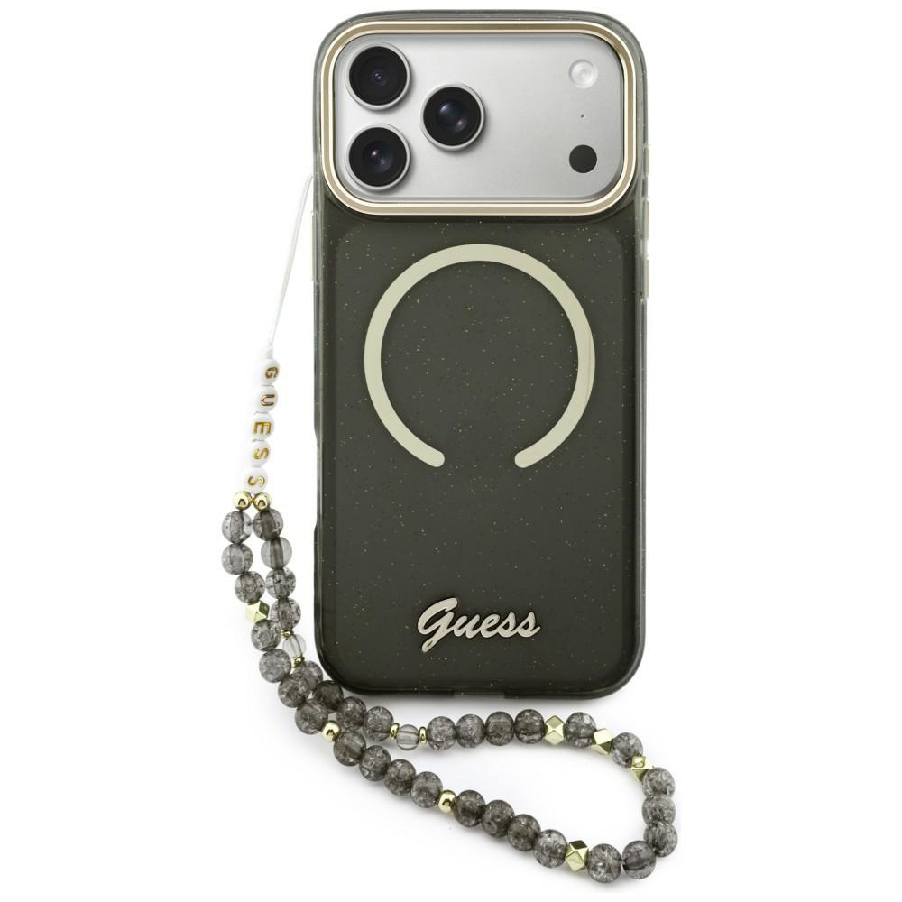 Levně Kryt Guess - IML Glitter Script Strap MagSafe (GUHMP17X5HTGSMSK) - iPhone 17 Pro Max Černý