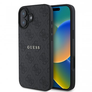 Zadní kryt Guess PU 4G Classic Logo MagSafe pro iPhone 16 Plus černý