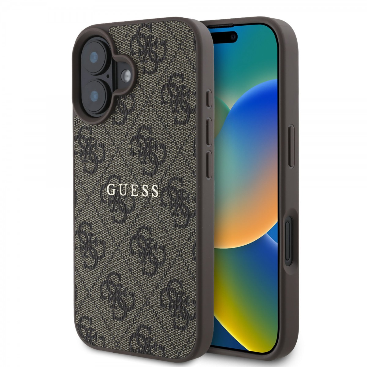 Levně Zadní kryt Guess PU 4G Classic Logo MagSafe pro iPhone 16 Plus hnědý