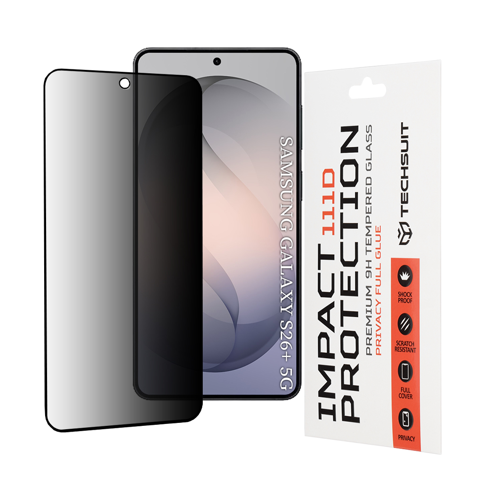 Levně Tvrzené sklo Techsuit - 111D Privacy Full Glue - Samsung Galaxy S26 Plus Černé