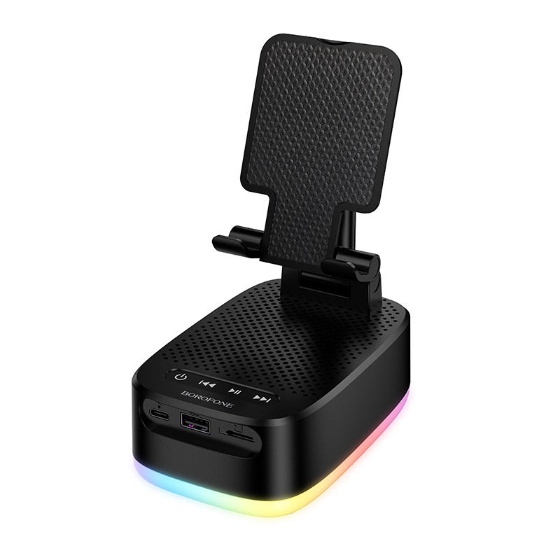 Levně Přenosný Bluetooth reproduktor Borofone BR200 Marea 3v1 s držákem a powerbankou 1500mAh černý