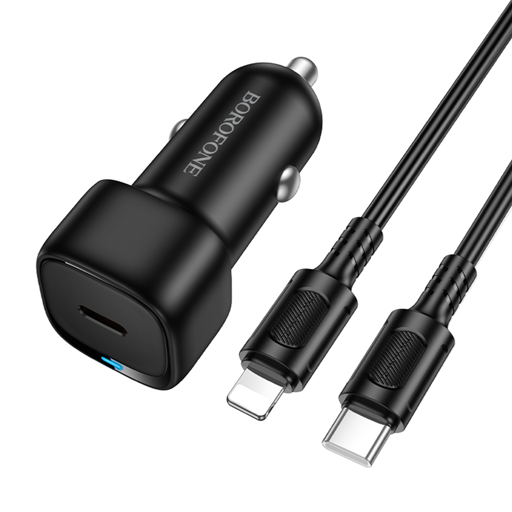 Levně Autonabíječka Borofone BZ34A Cloud s kabelem Type-C na Lightning 20W černá