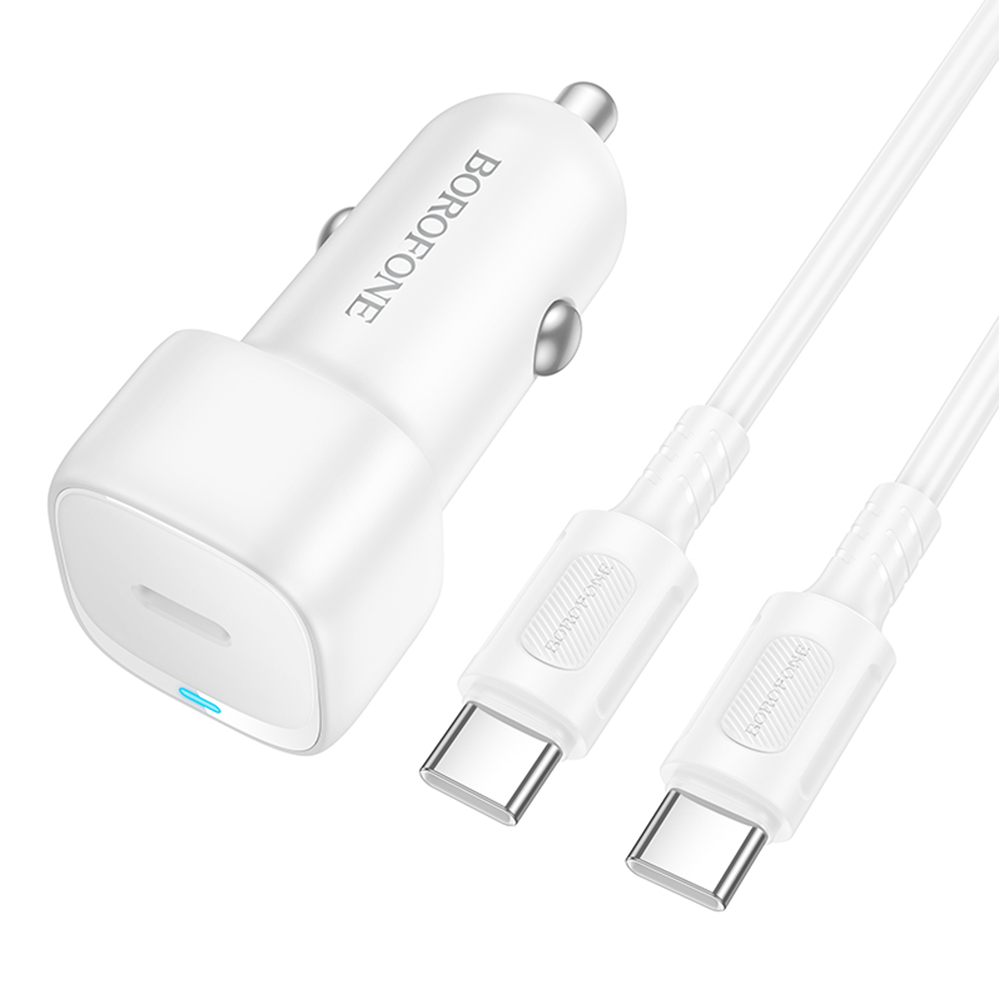 Levně Autonabíječka Borofone BZ34A Cloud s kabelem Type-C na Type-C 20W bílá