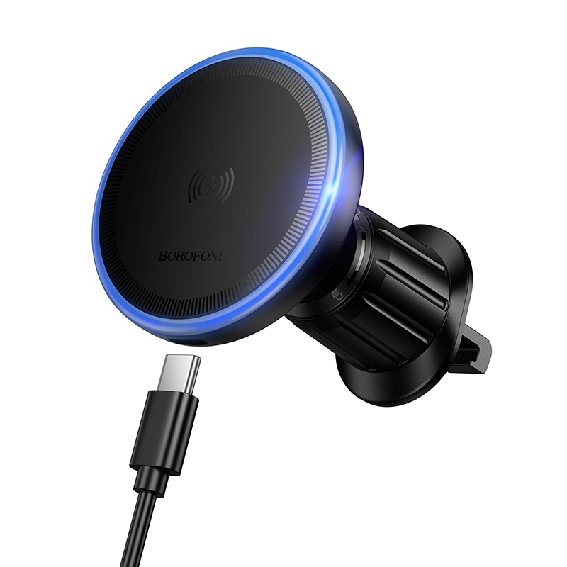 Levně Magnetický držák do auta Borofone BH224 Flash s indukčním nabíjením černý