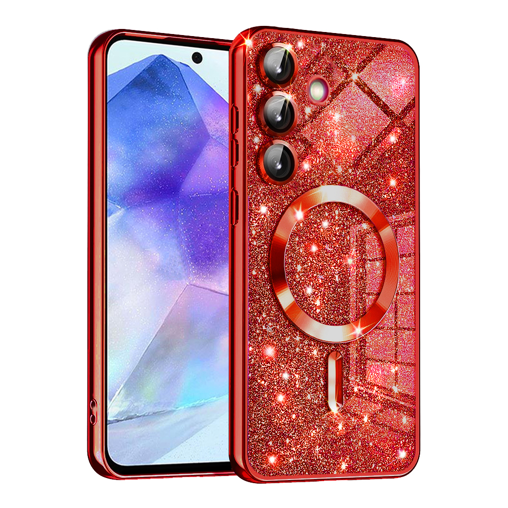 Levně Kryt Techsuit Luxury Glitter MagSafe - Samsung Galaxy A55 5G Červený