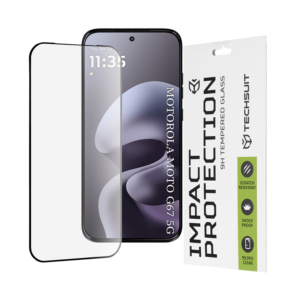 Levně Tvrzené sklo Techsuit 111D Full Cover / Full Glue - Motorola Moto G77 / G67 Černé