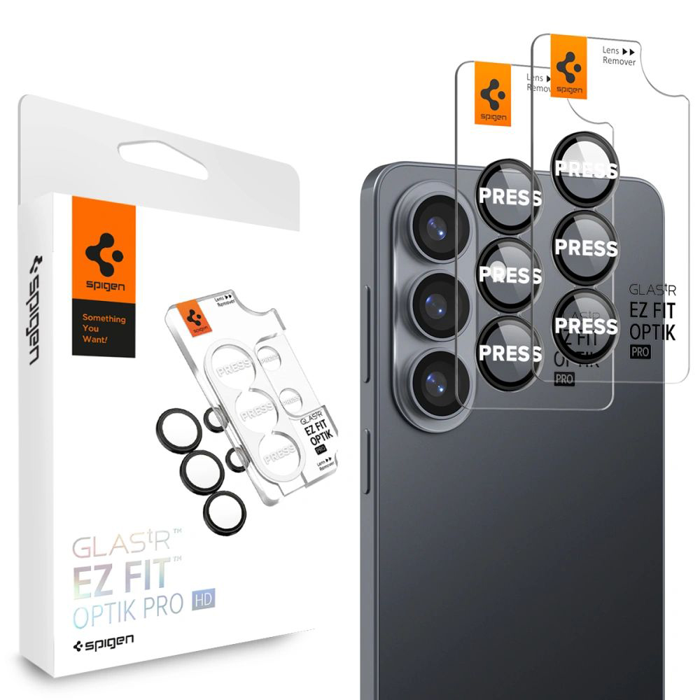 Levně Tvrzené sklo na fotoaparát Spigen - (2 pack) Optik.tR EZ Fit Pro HD Camera Glass (AGL11088) - Samsung Galaxy S26 Plus černé